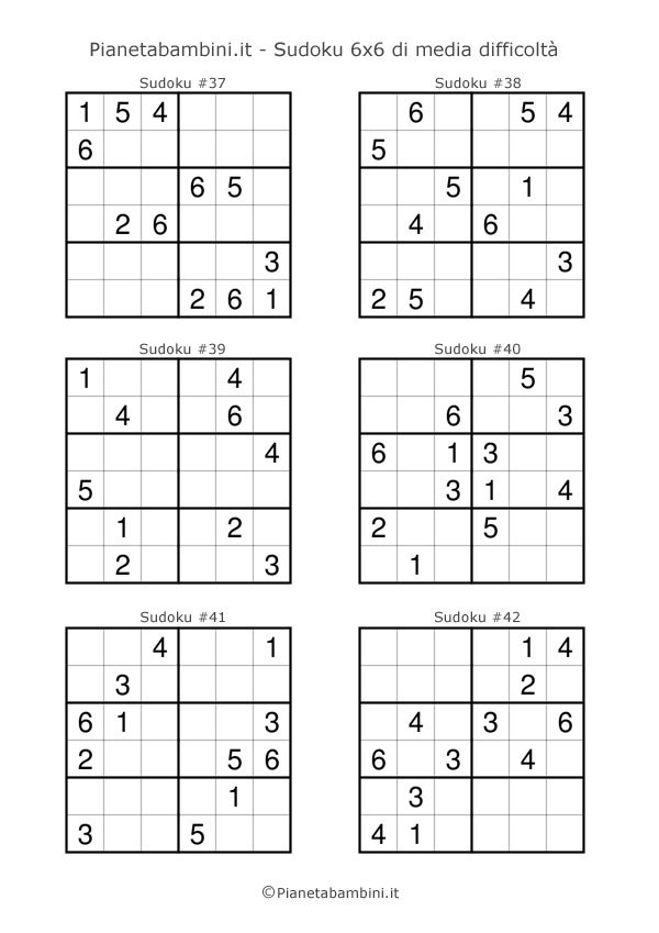 Easy 6x6 Sudoku