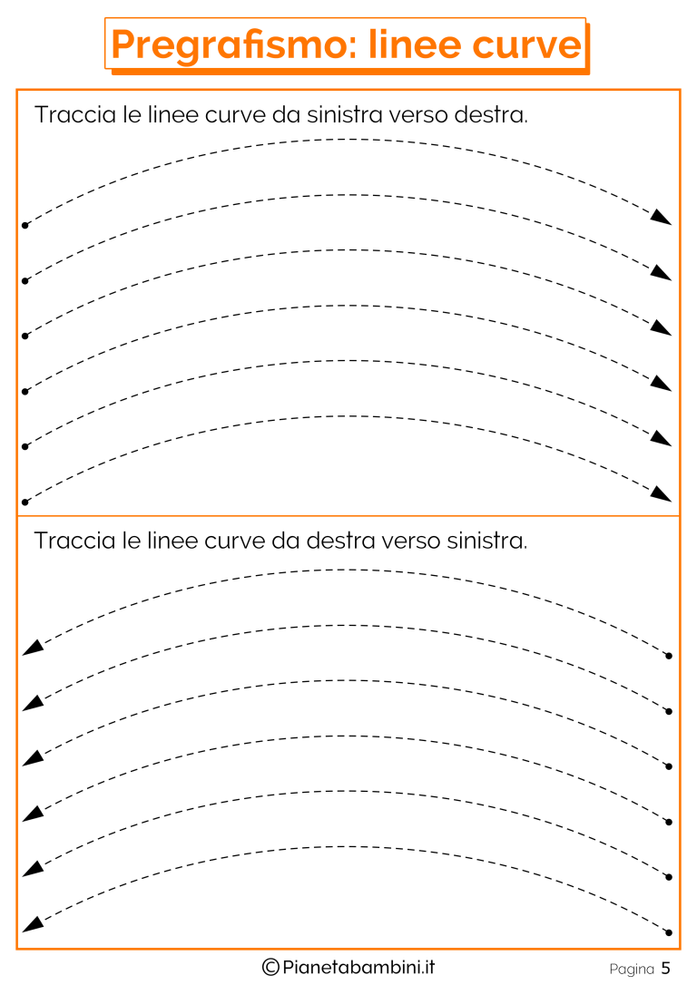 Schede Di Pregrafismo Di Percorsi Con Linee Rette E Curve