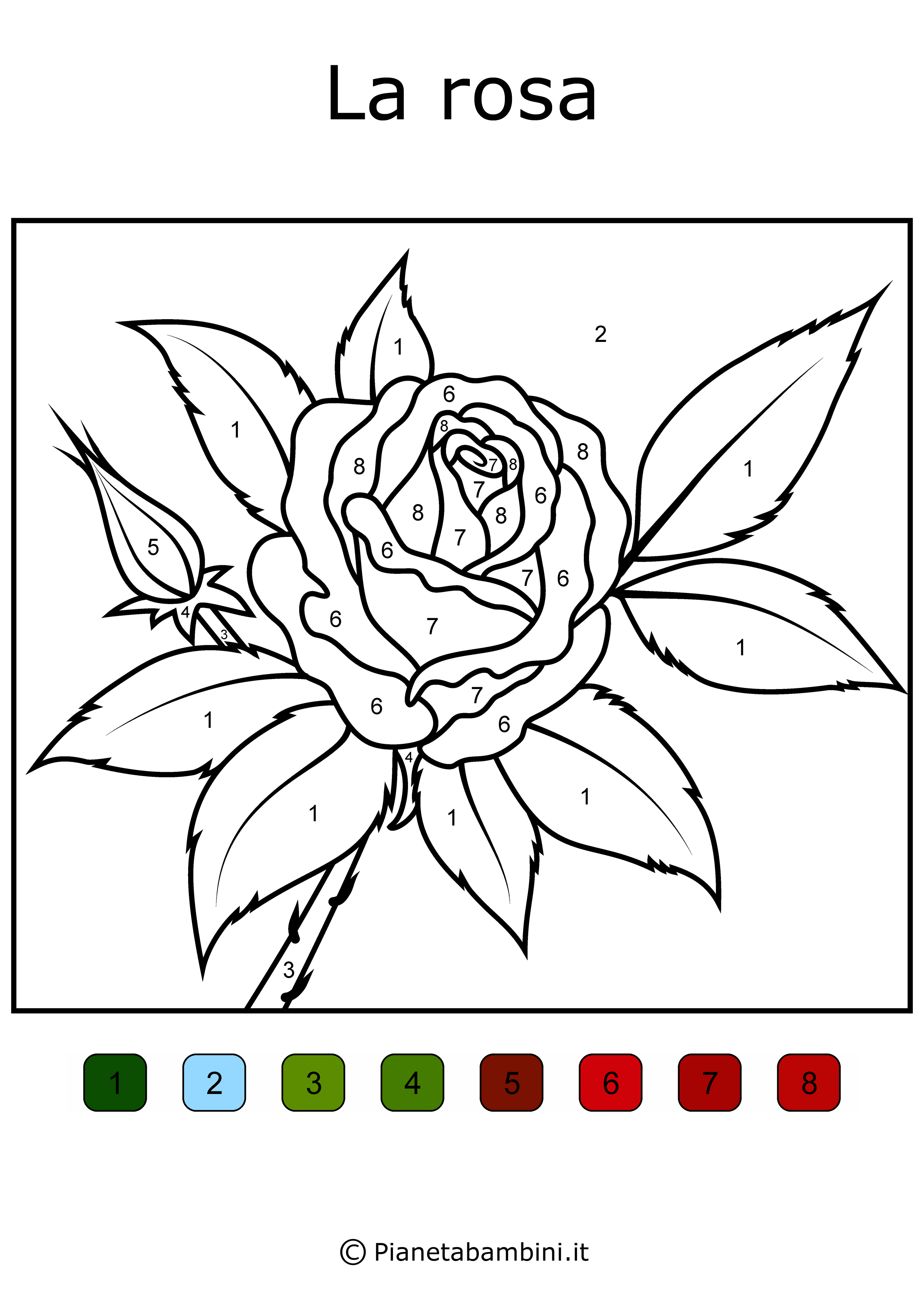 Conta e colora da stampare: disegni da colorare in base ai numeri ... Rose da disegnare facili