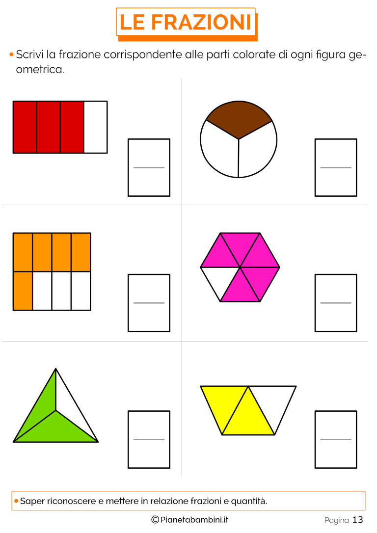 Frazionare Esercizi Semplici Per Spiegare Le Frazioni PianetaBambini It