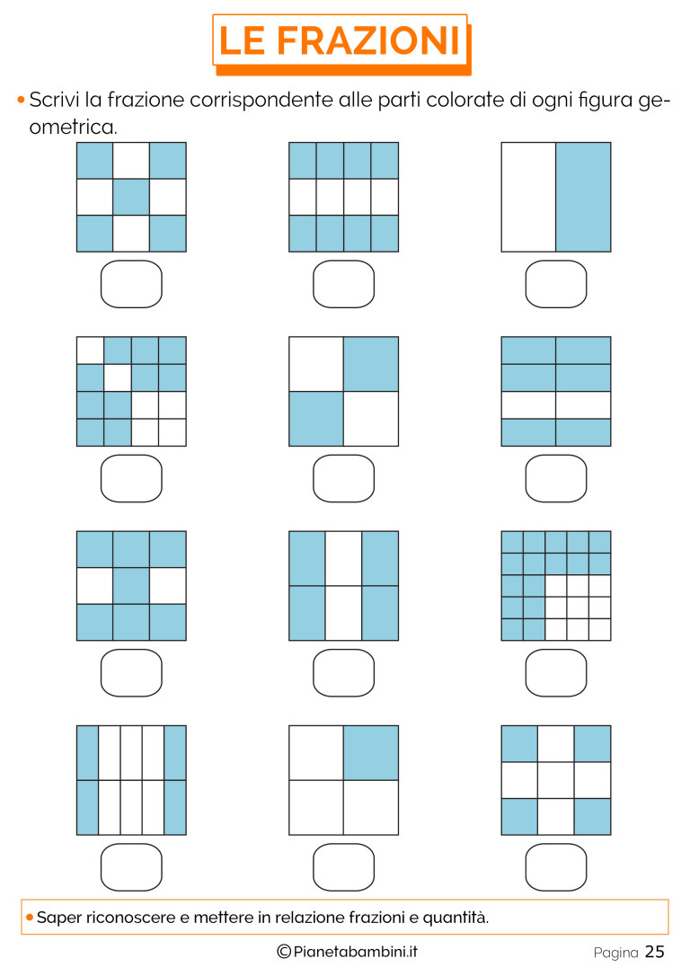 Frazionare Esercizi Semplici Per Spiegare Le Frazioni Pianetabambini It