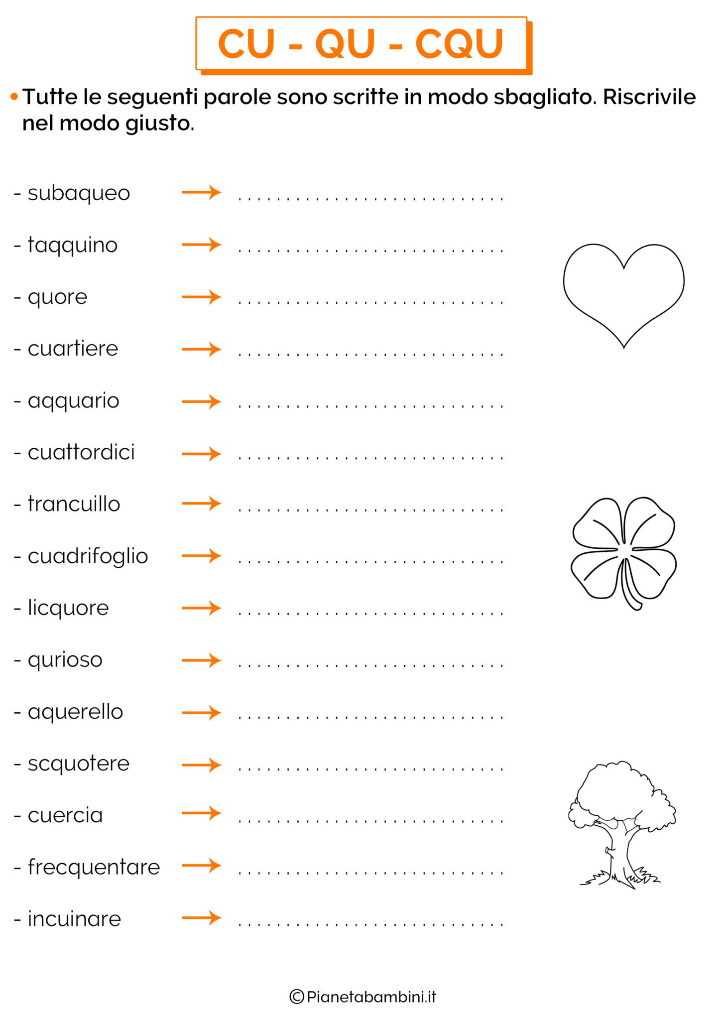 Schede Didattiche Su CU QU CQU Da Stampare PianetaBambini It