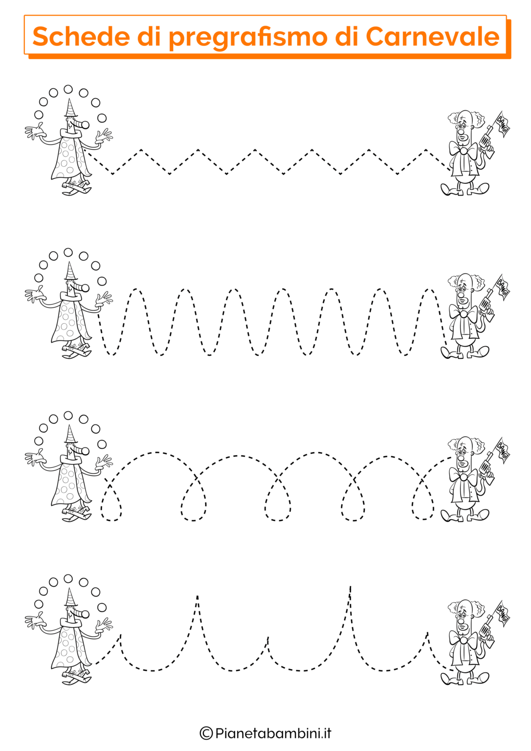 Schede Di Pregrafismo Di Carnevale Pianetabambini It