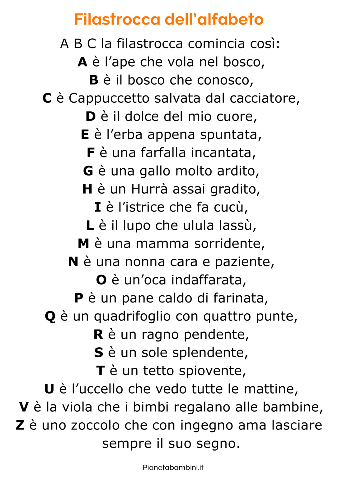 Filastrocche Per Bambini Sulle Vocali E L Alfabeto Pianetabambini It