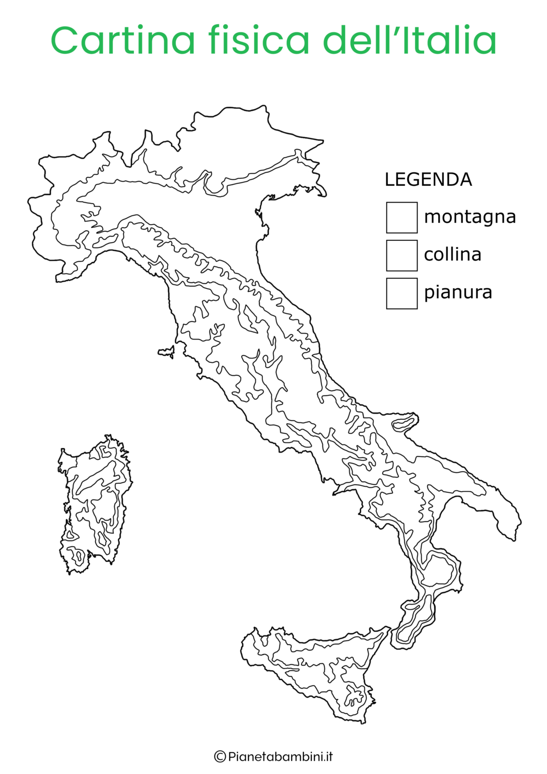 Carta Geografica Fisica Italia Da Colorare Coloring Image Images And