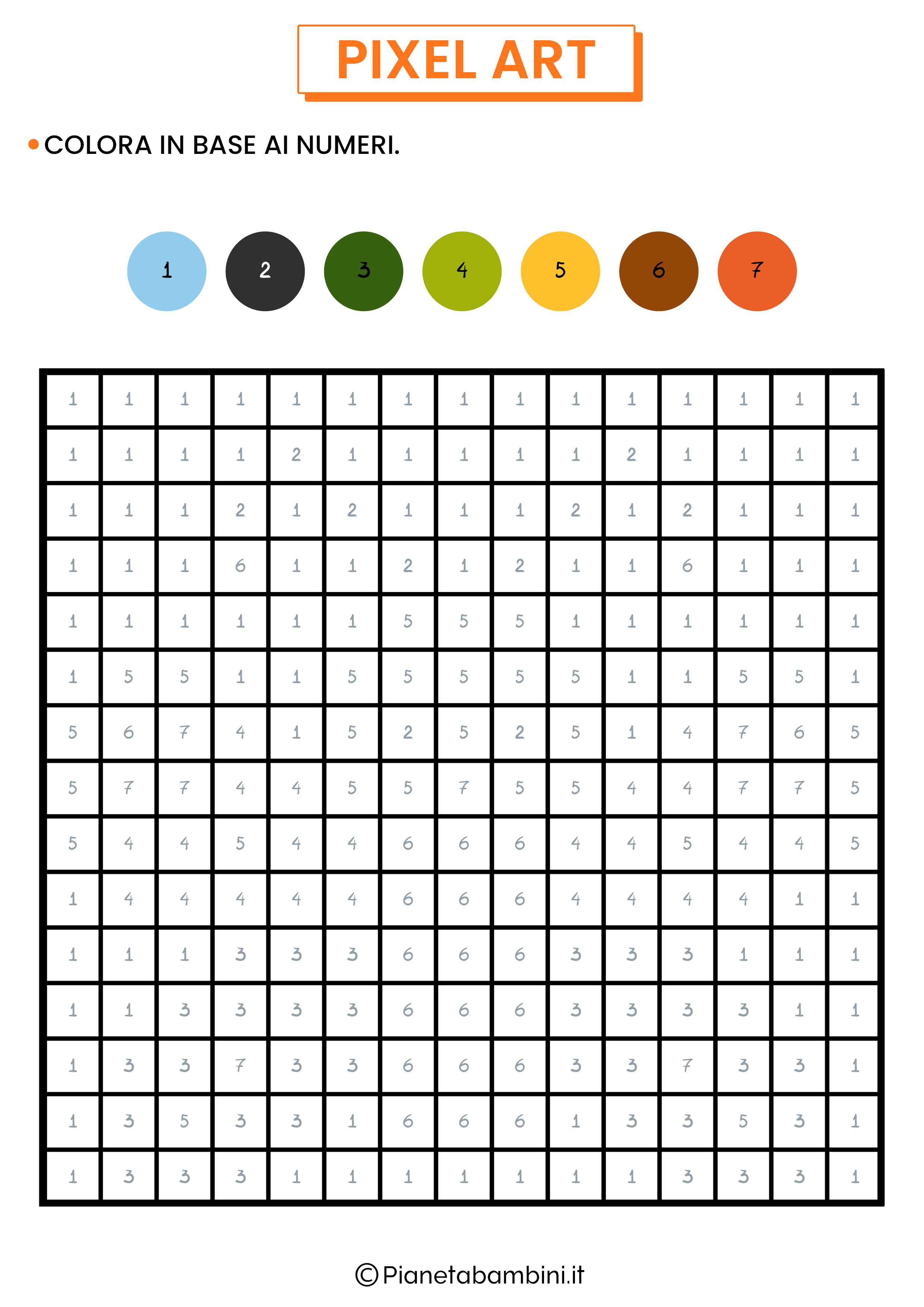 24 Schemi Di Pixel Art Da Colorare Con I Numeri PianetaBambini It