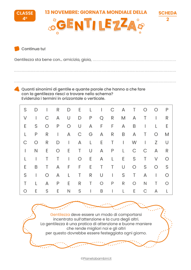 Giornata Della Gentilezza Schede Didattiche Per La Scuola Primaria