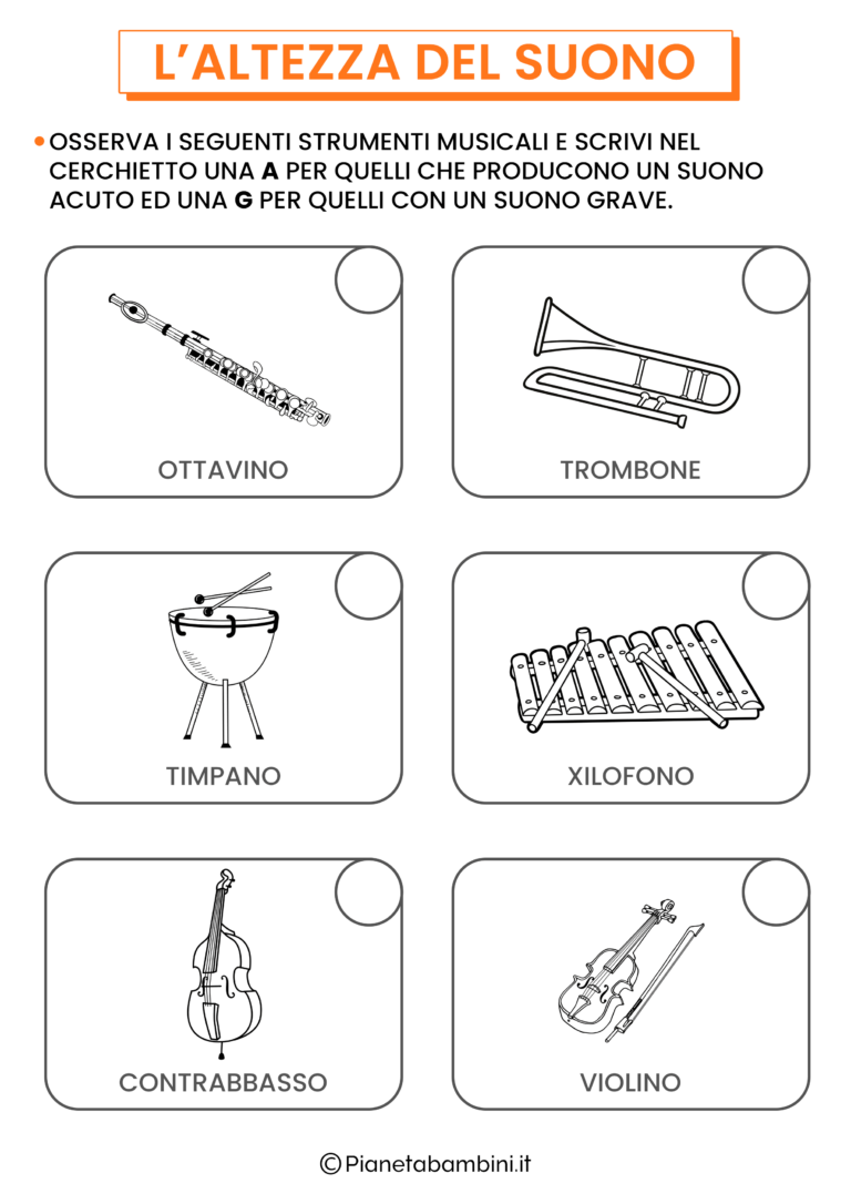 L Altezza Del Suono Acuto E Grave Esempi E Schede PianetaBambini It