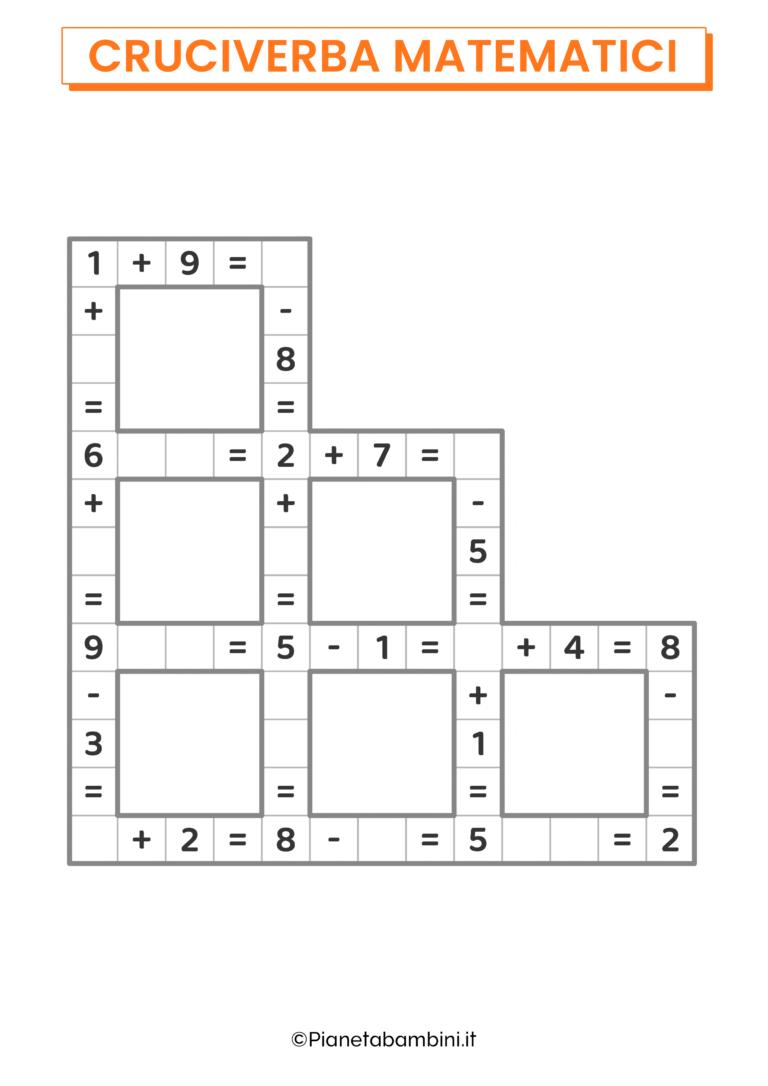 Cruciverba Matematici Da Stampare Pianetabambini It