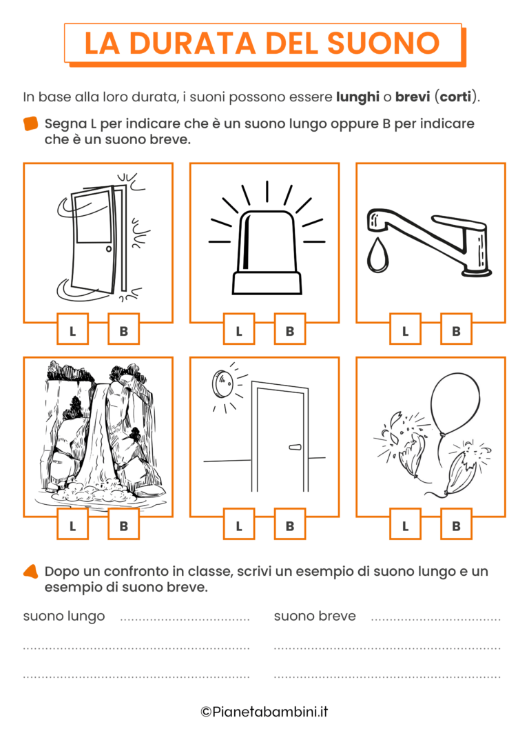 La Durata Del Suono Schede Didattiche Per Bambini Pianetabambini It