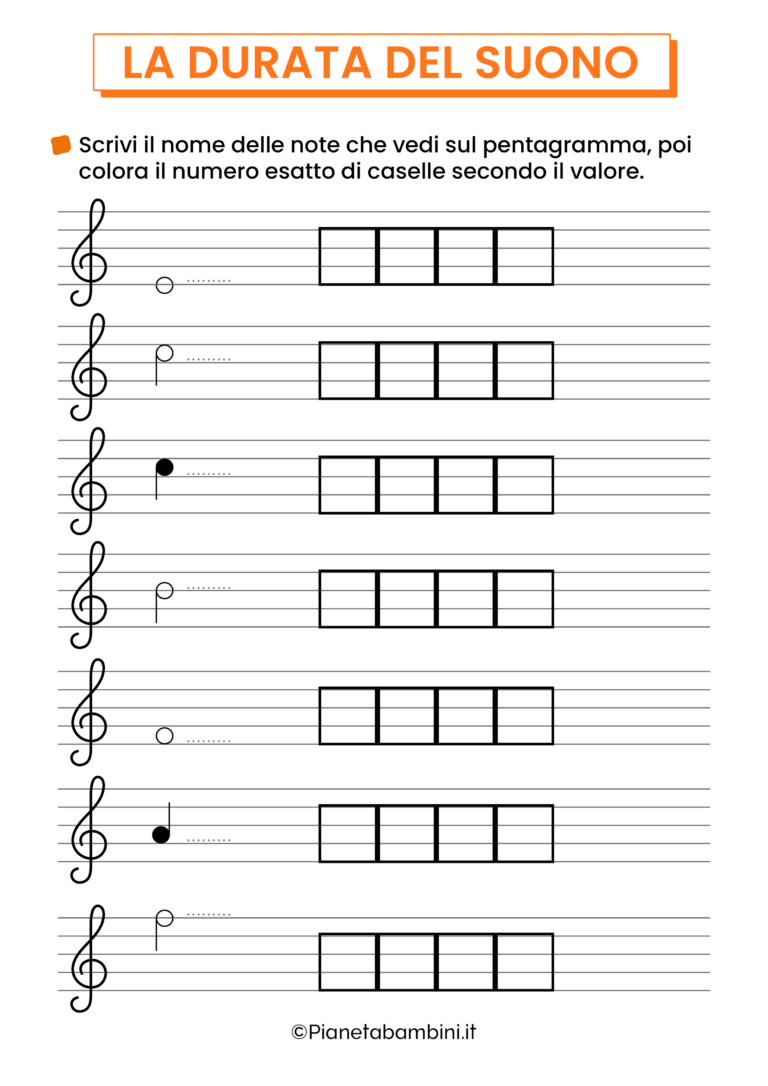 La Durata Del Suono Schede Didattiche Per Bambini PianetaBambini It