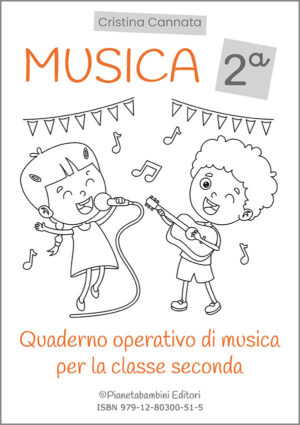 Copertina del quaderno operativo di musica per la classe seconda