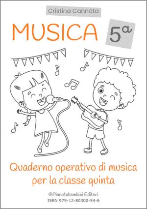 Copertina del quaderno operativo di musica per la classe quinta