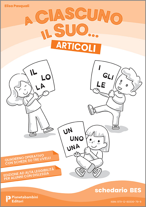 Copertina del quaderno operativo sugli articoli per alunni BES con dislessia Copertina del quaderno operativo sugli articoli per alunni BES con dislessia per la Scuola Primaria