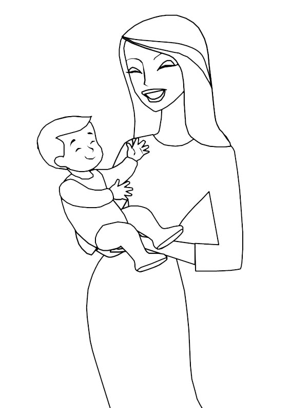 Illustrazione Festa della Mamma da colorare 15