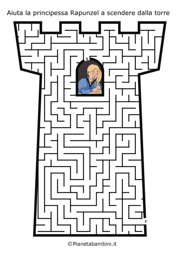 Labirinto su Rapunzel da stampare