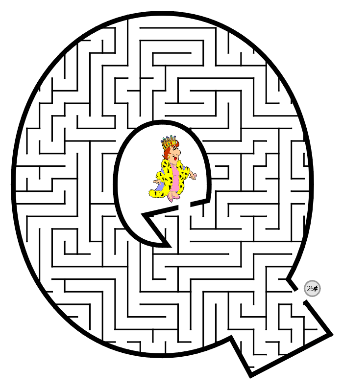 Labirinto sulla lettera maiuscola Q
