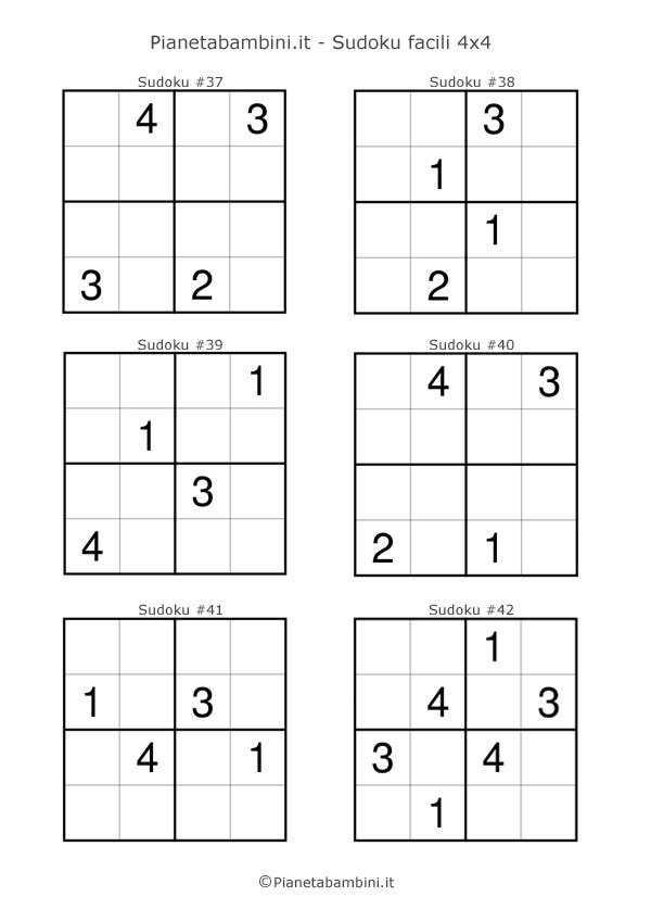 Sudoku facili per bambini da stampare pagina 7