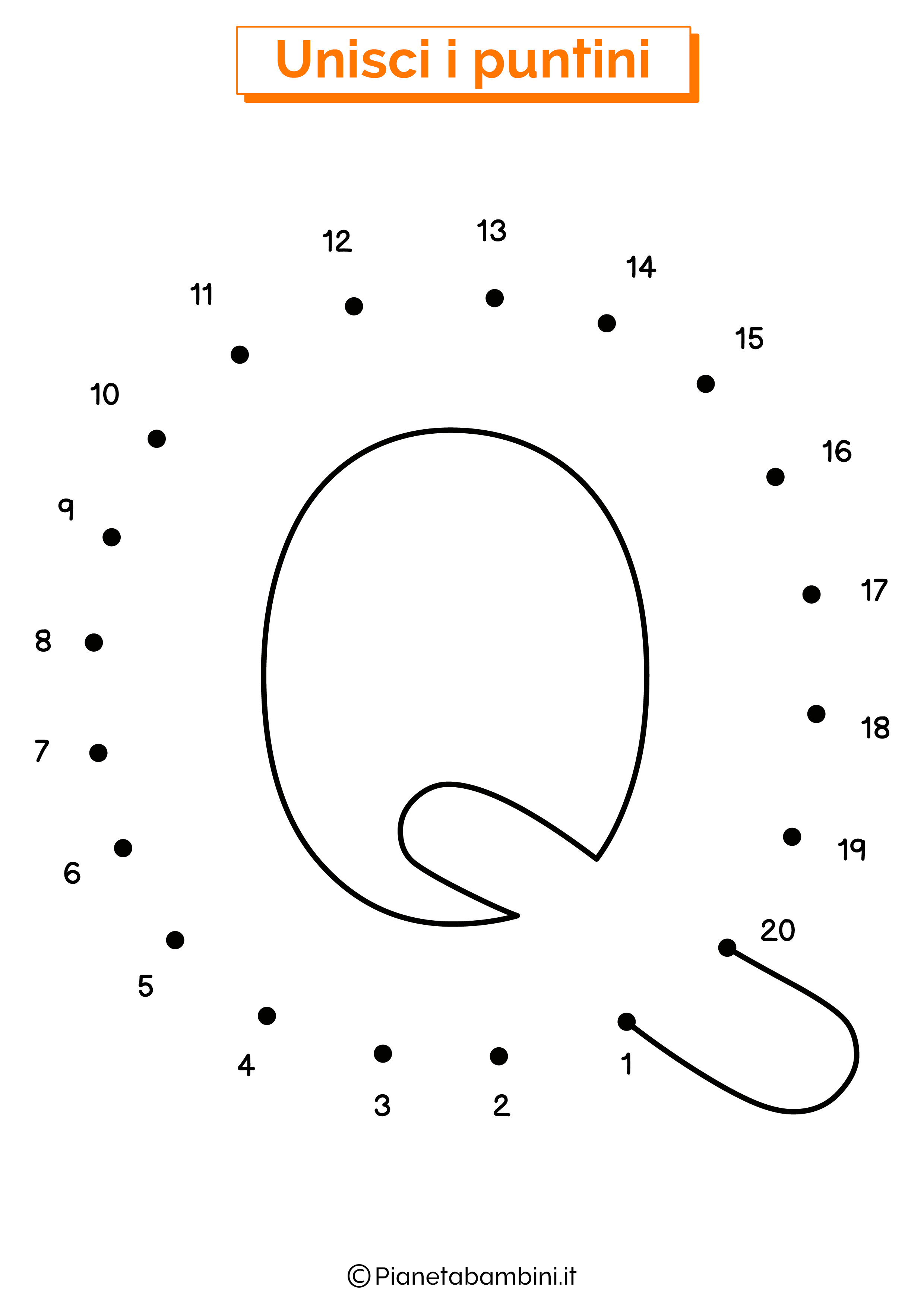 Unisci i puntini con la lettera Q
