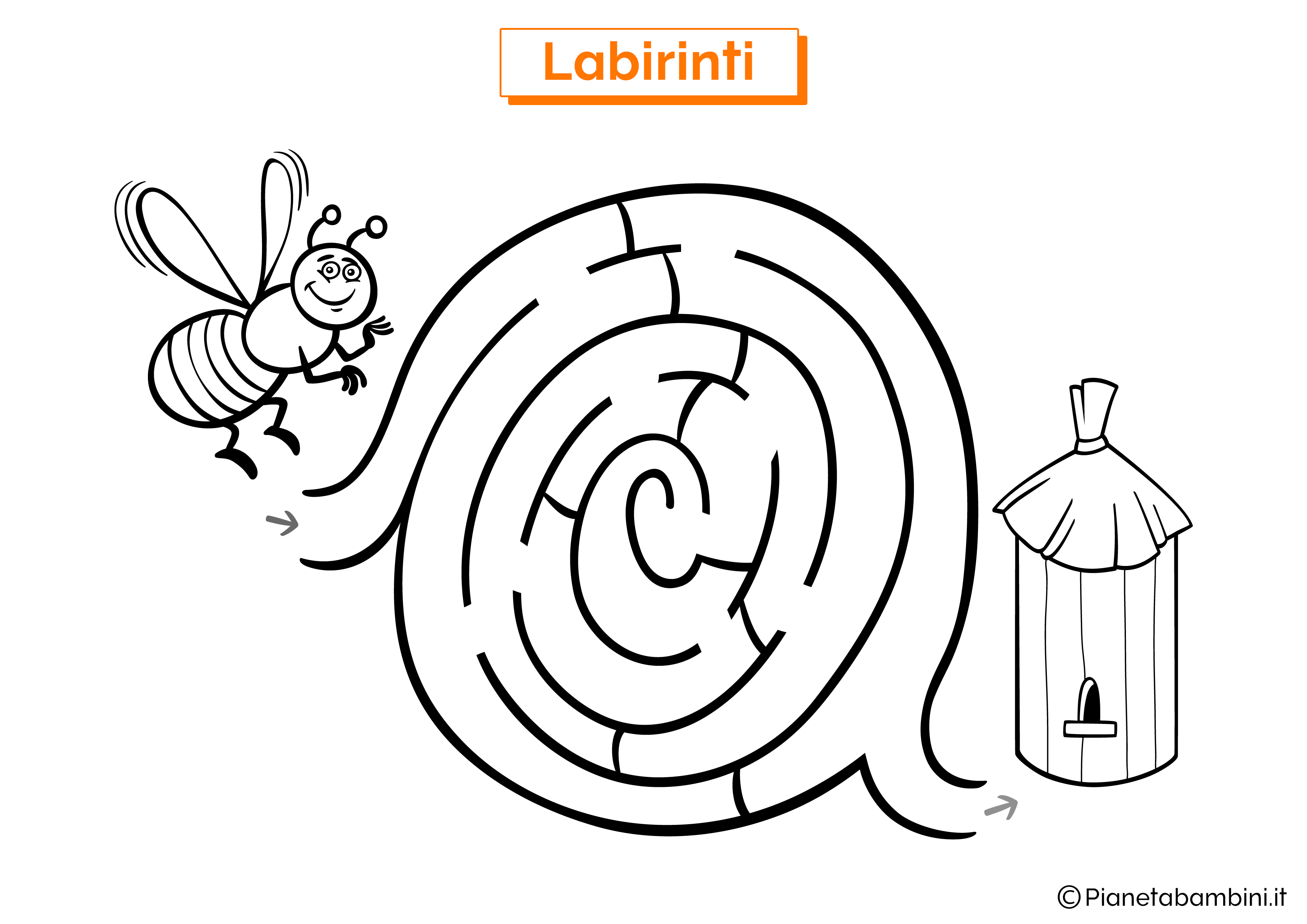 Labirinto con ape e alveare da stampare
