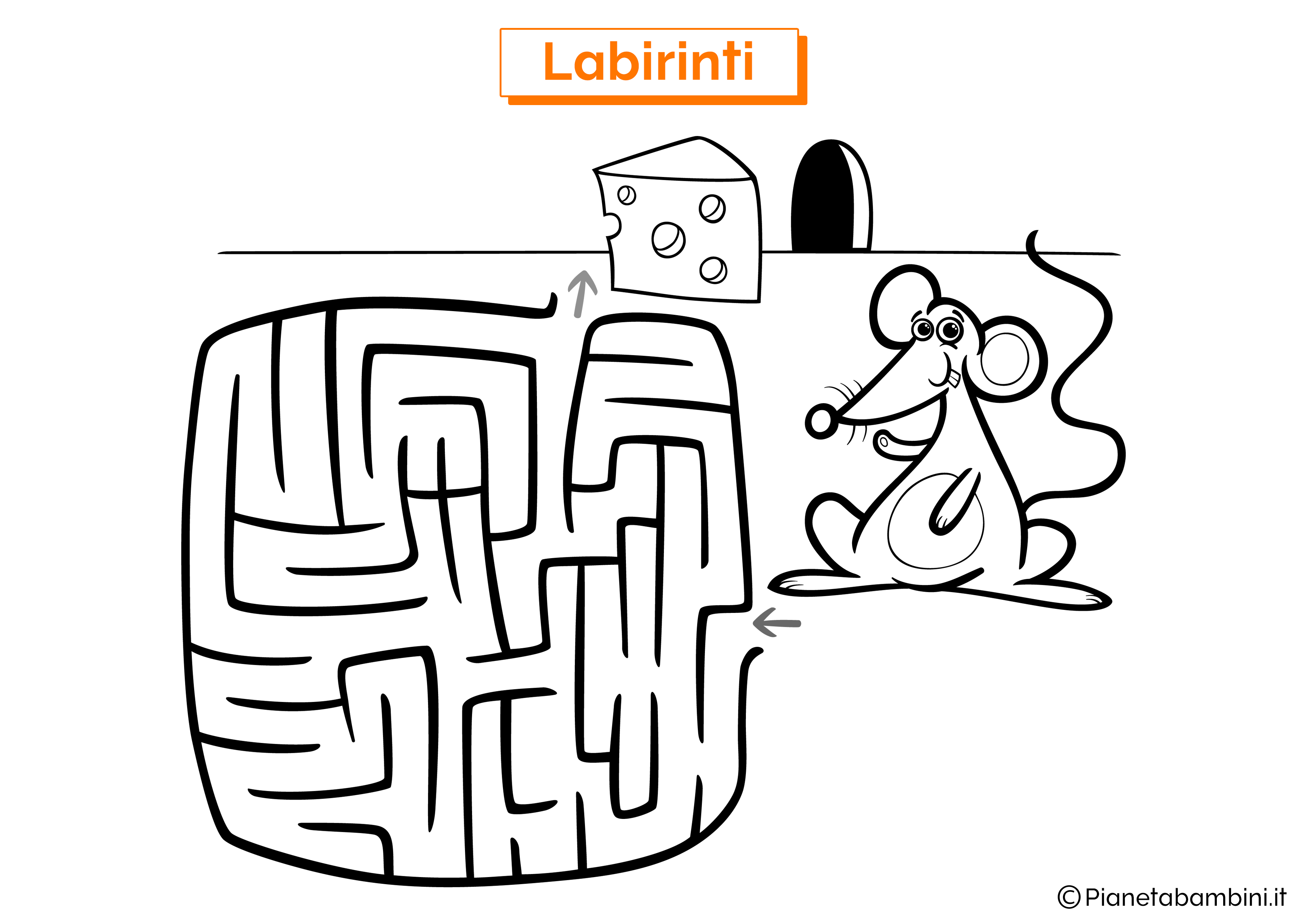 Labirinto con topo e formaggio da stampare