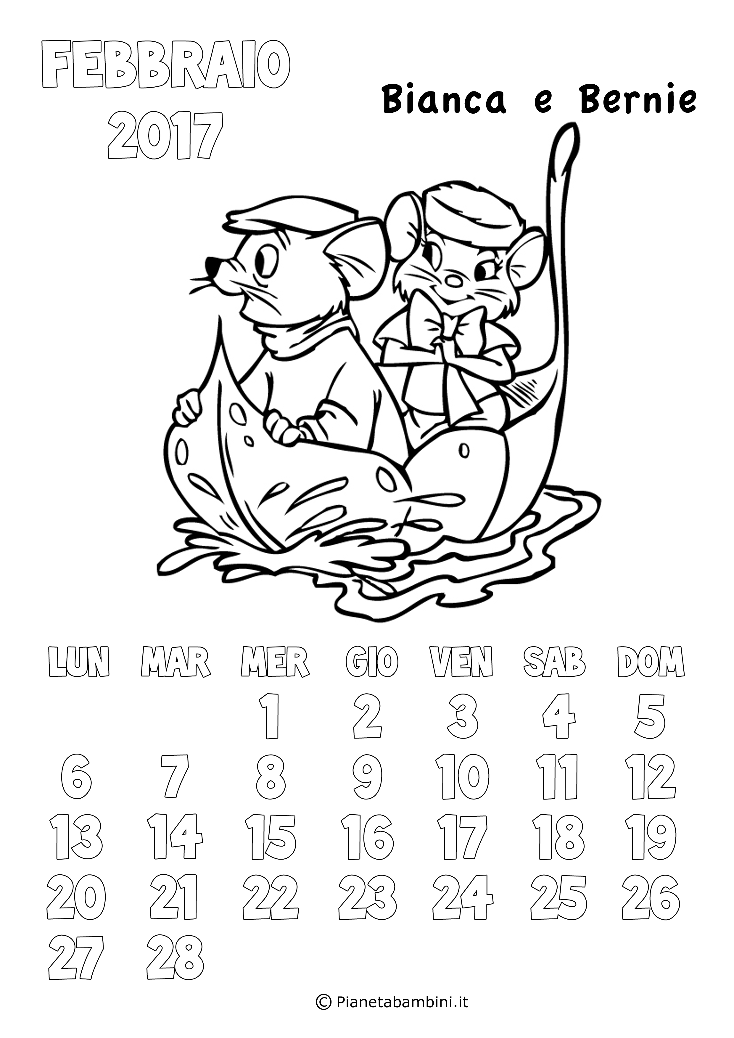 Calendario 17 Degli Animali Disney Da Colorare Pianetabambini It