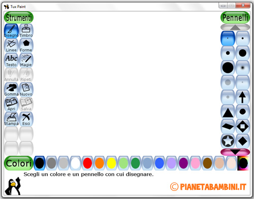 Tux Paint interfaccia iniziale