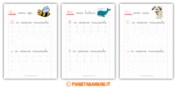 Schede di Pregrafismo delle Lettere dell'Alfabeto da Stampare