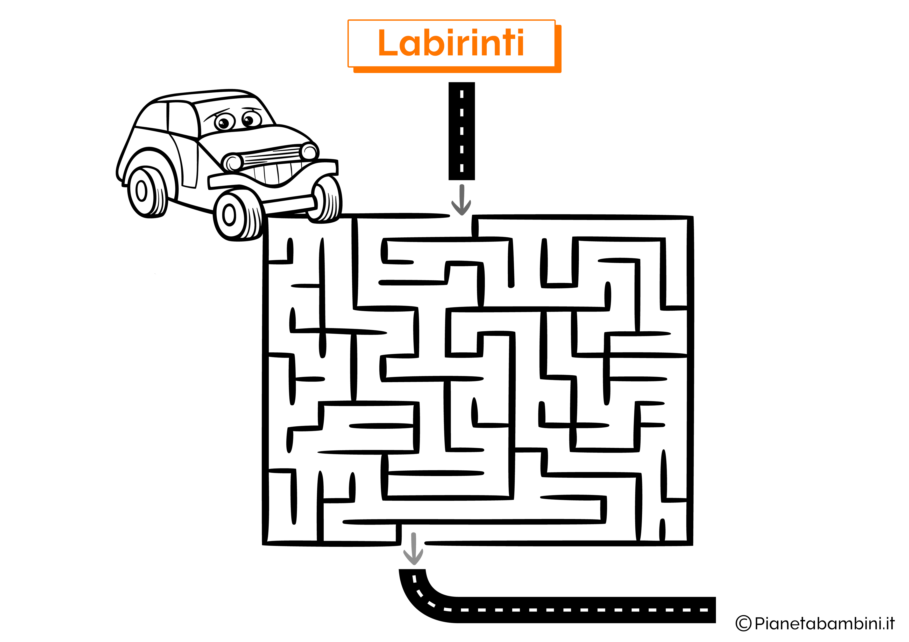 Labirinto con automobile da stampare