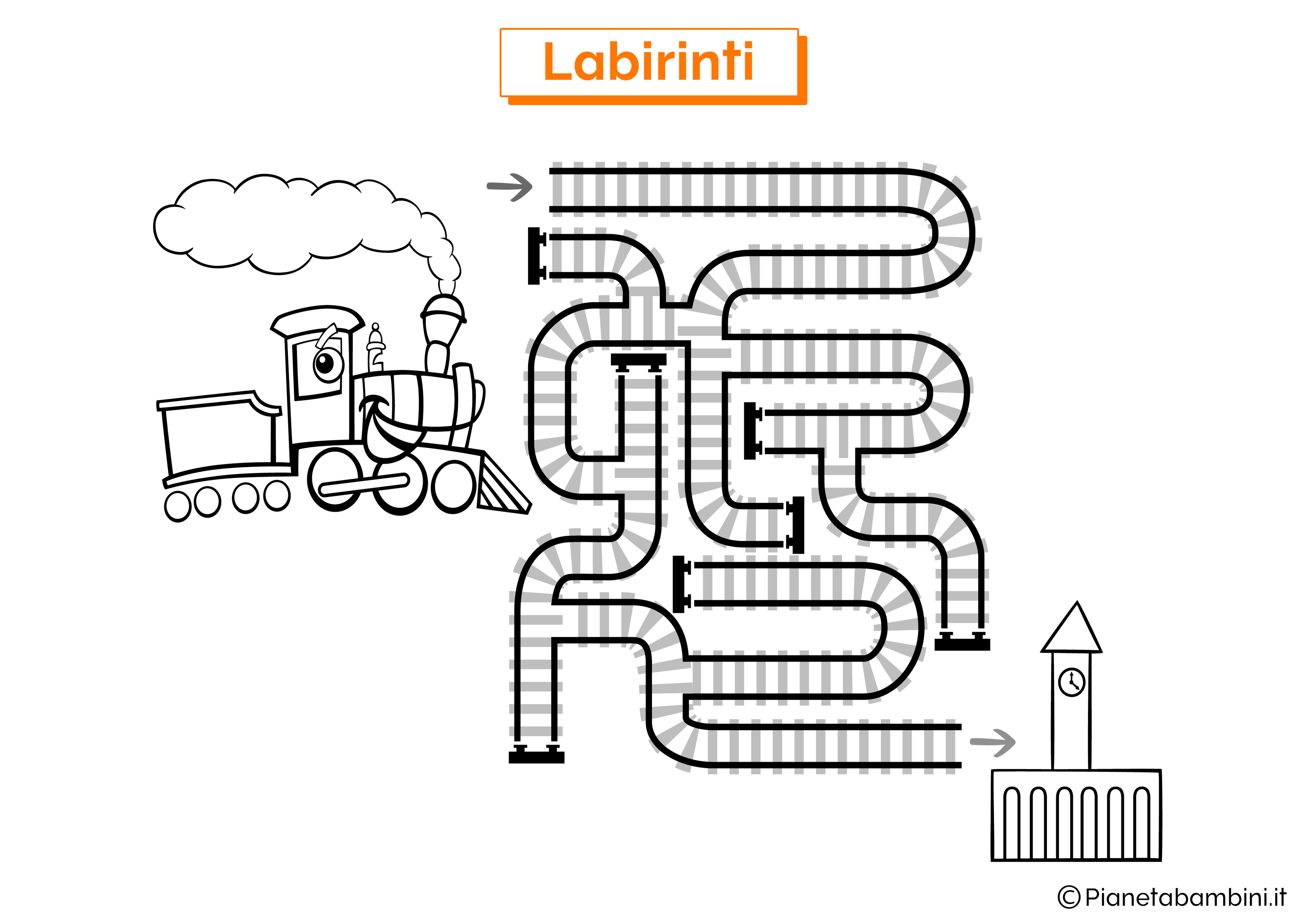 Labirinto con treno da stampare