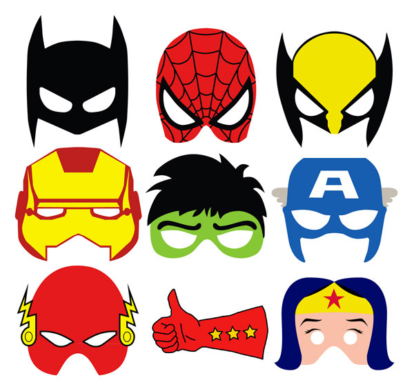 Maschere semplici dei supereroi da stampare e ritagliare per bambini