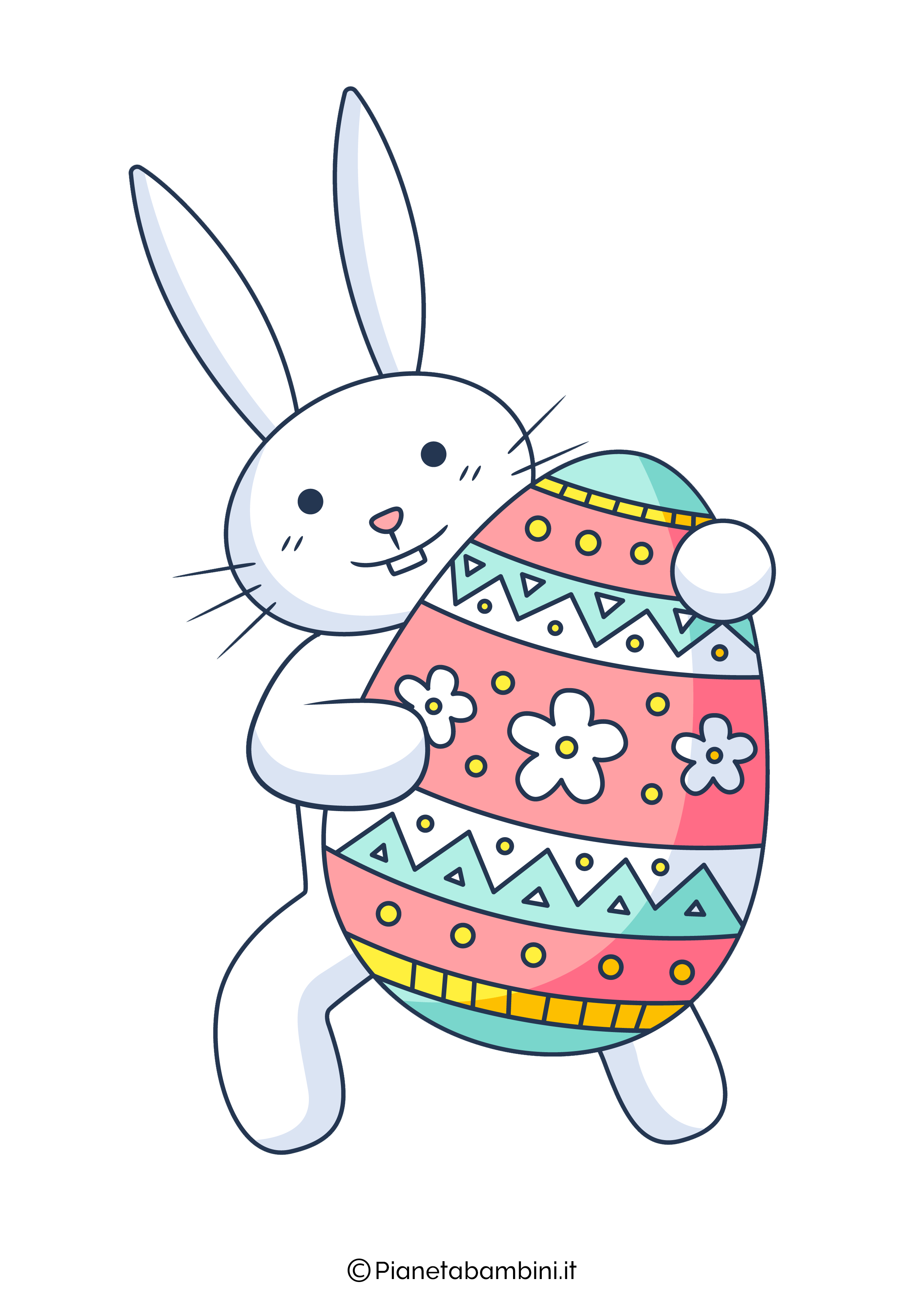 Immagine coniglio di Pasqua colorato da stampare 01