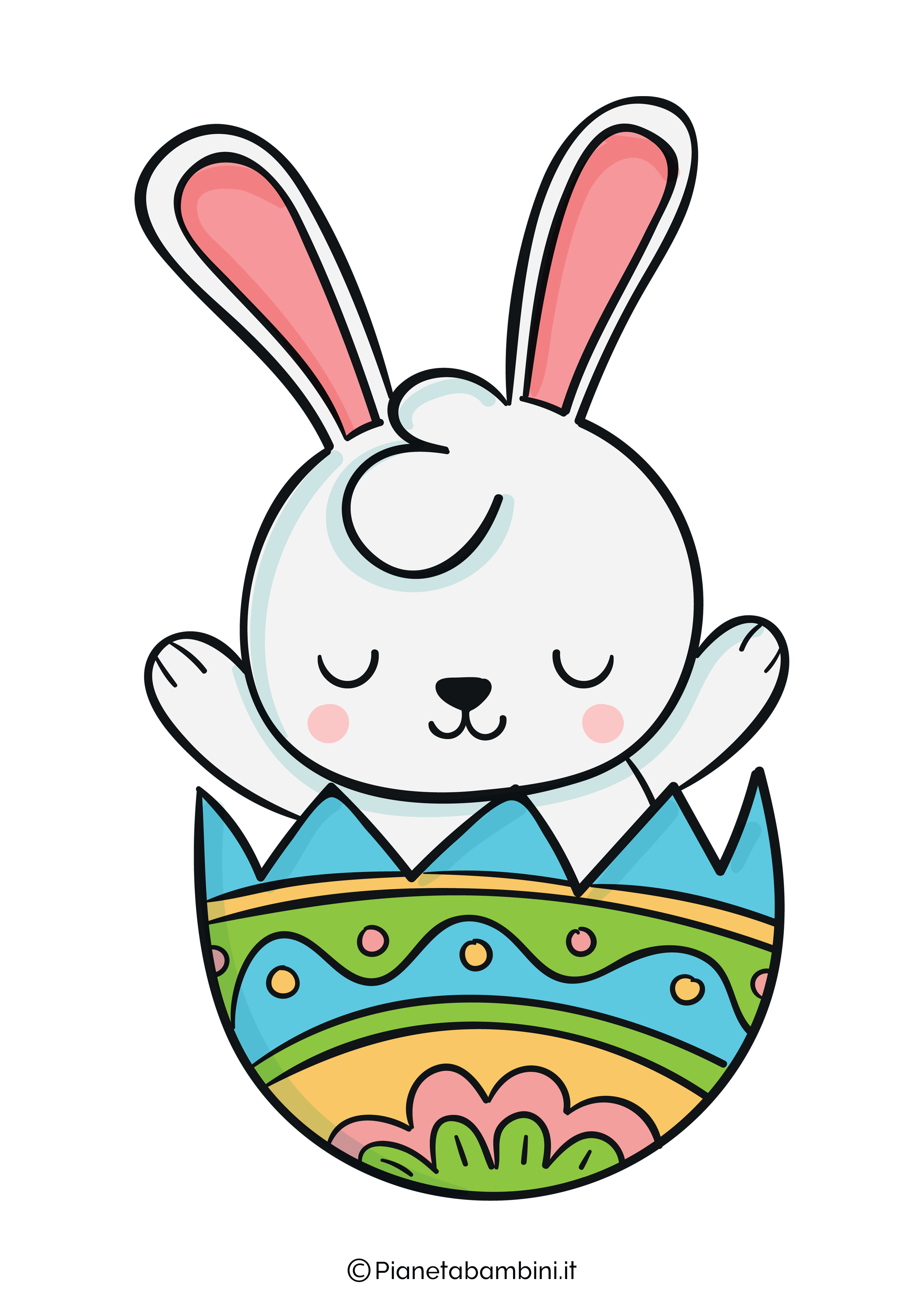 Immagine coniglio di Pasqua colorato da stampare 05