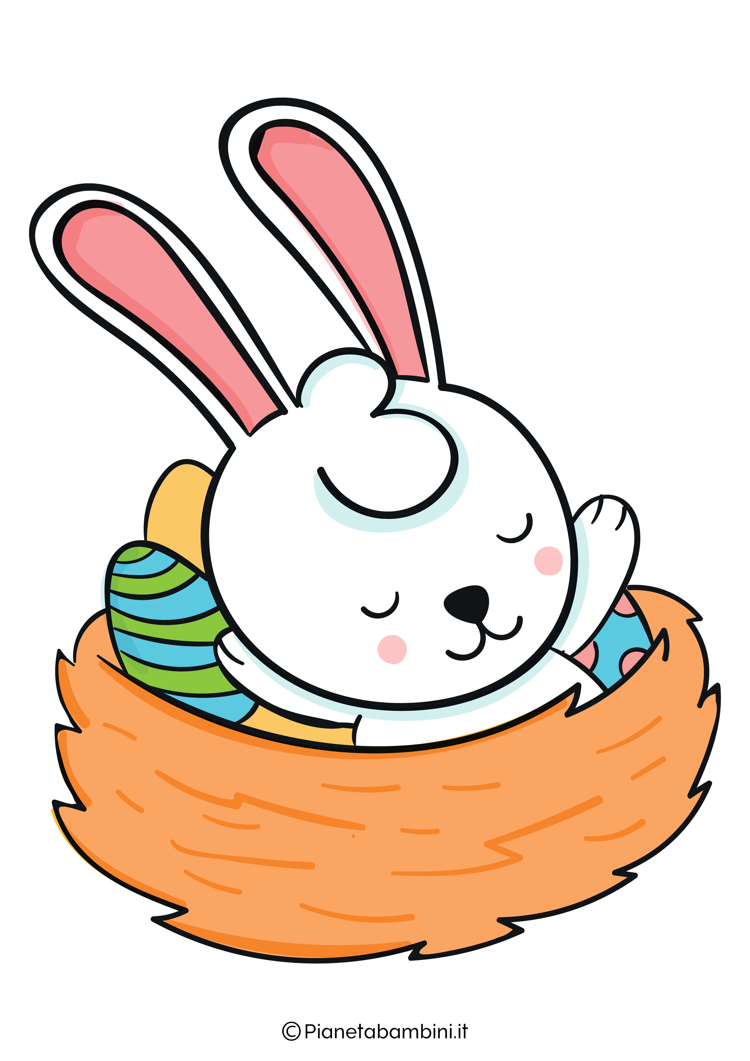 Immagine coniglio di Pasqua colorato da stampare 06