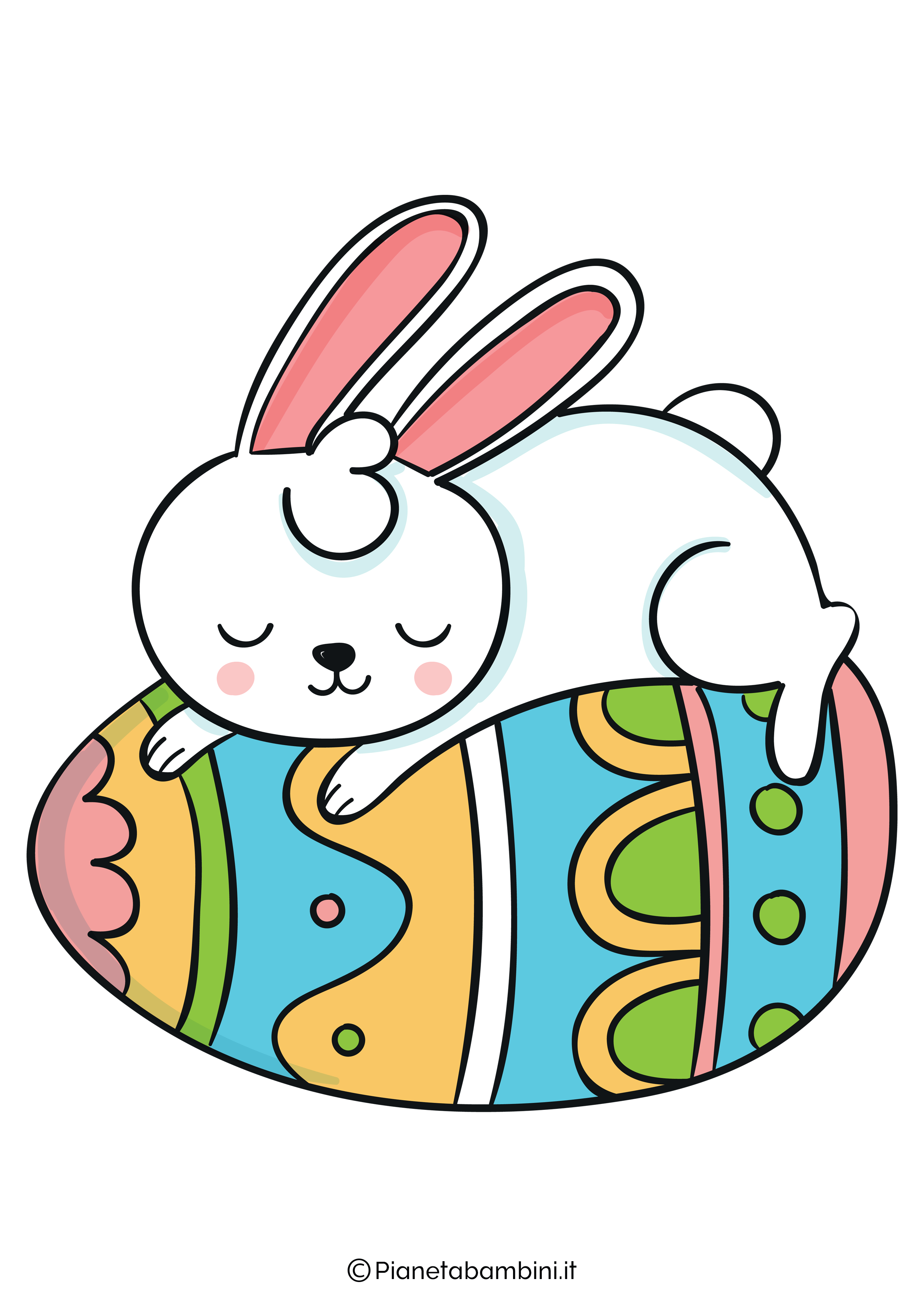 Immagine coniglio di Pasqua colorato da stampare 07