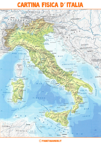 Cartina Muta, Fisica e Politica dell'Italia da Stampare