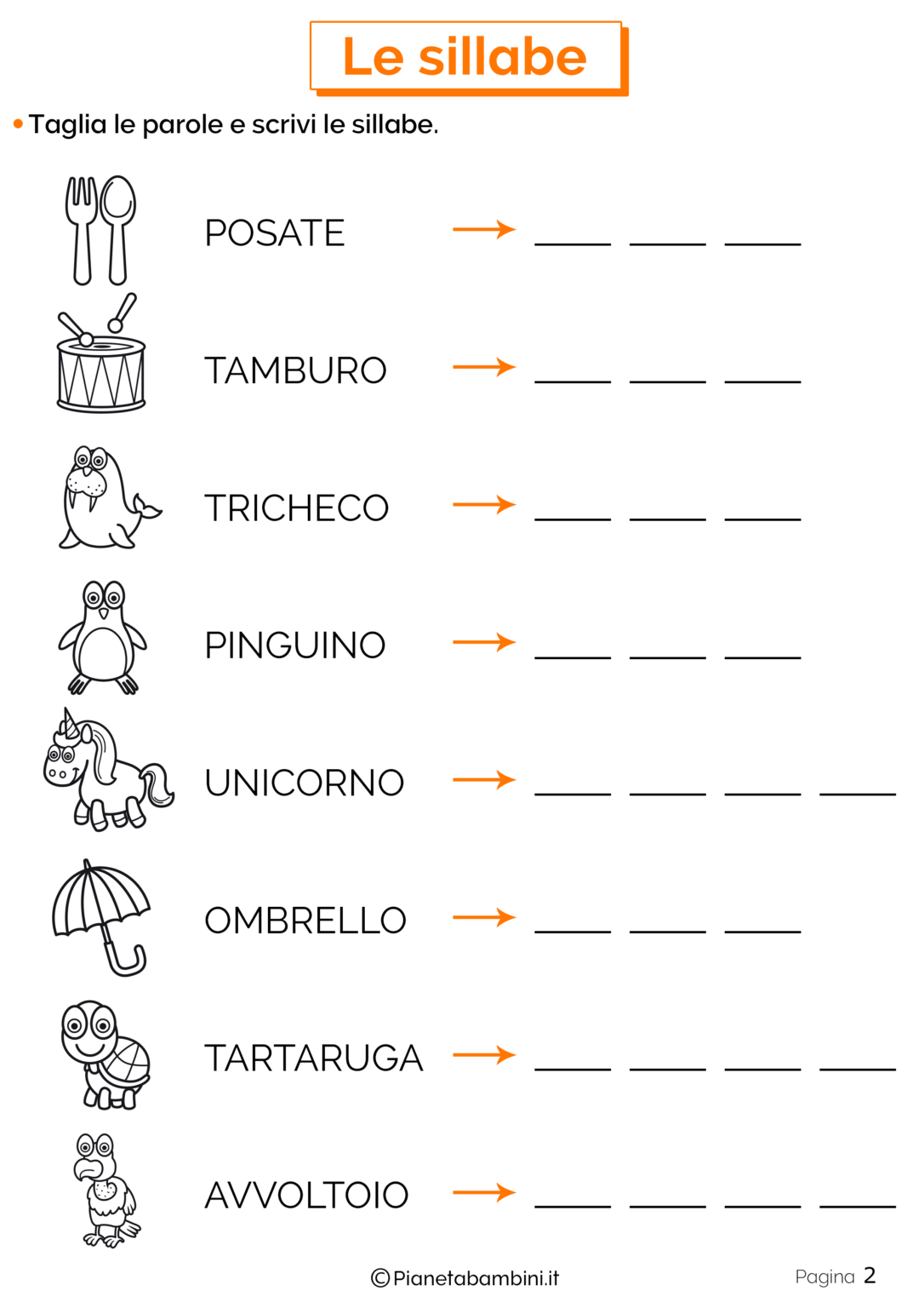 Esercizi sulla Divisione in Sillabe per la Scuola Primaria