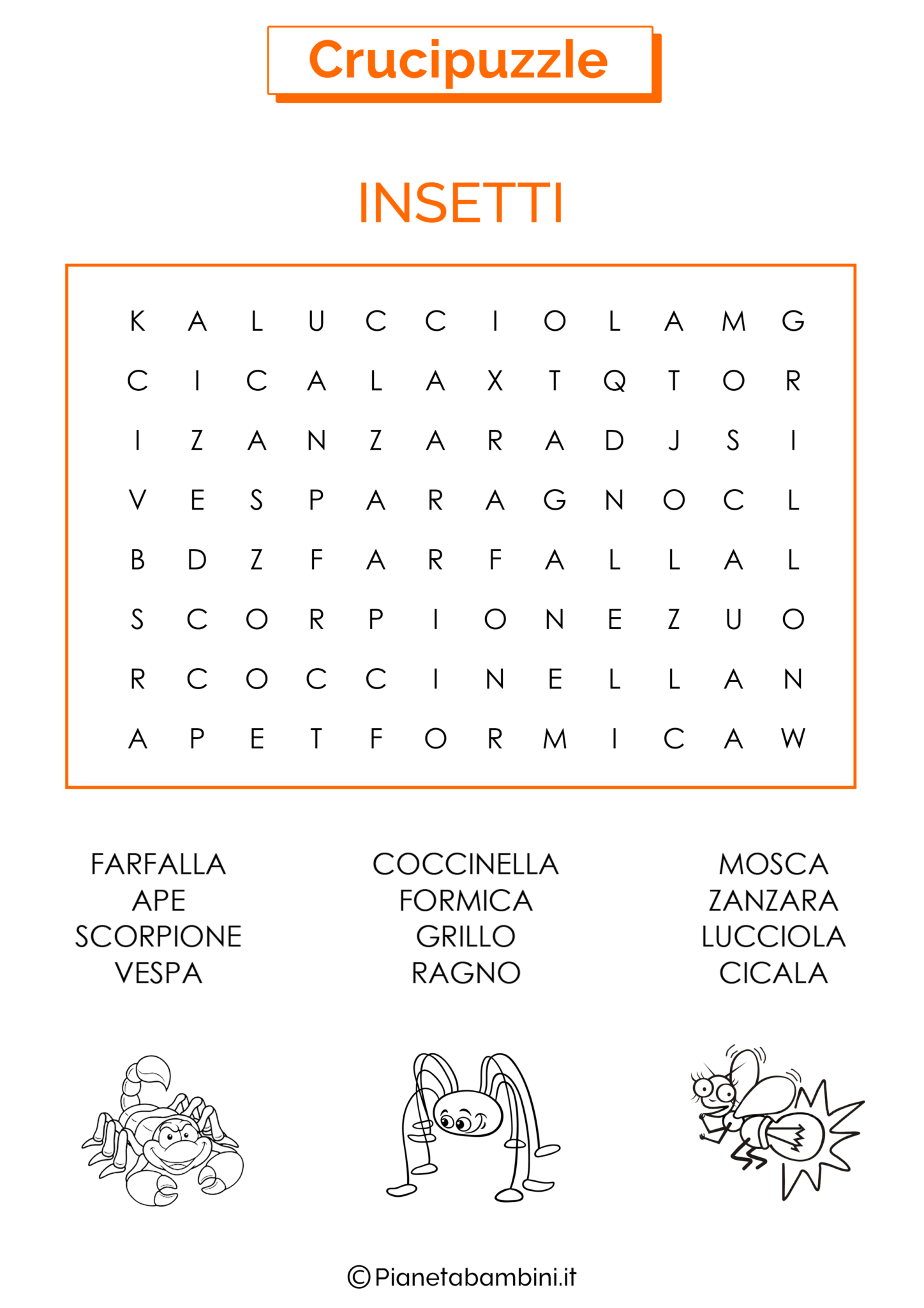 32 Crucipuzzle Facili da Stampare per Bambini