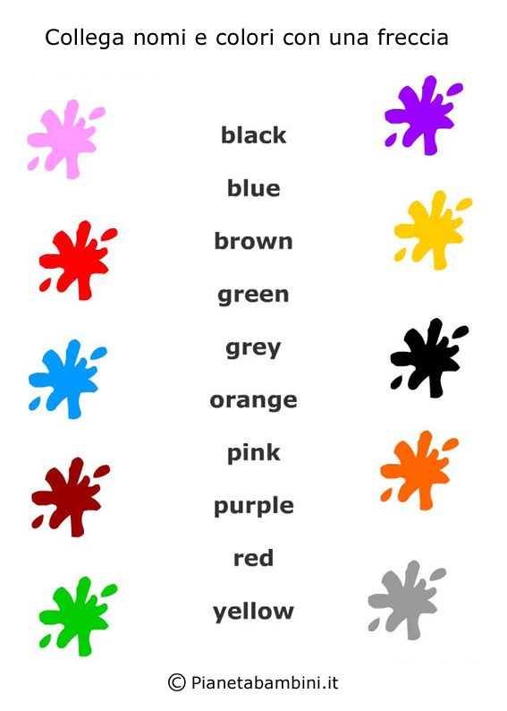Esercizi sui colori in inglese 2