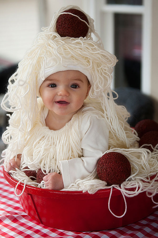 Costume di Halloween da spaghetti e polpette