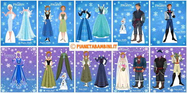 Bambole di carta di Frozen da stampare gratis