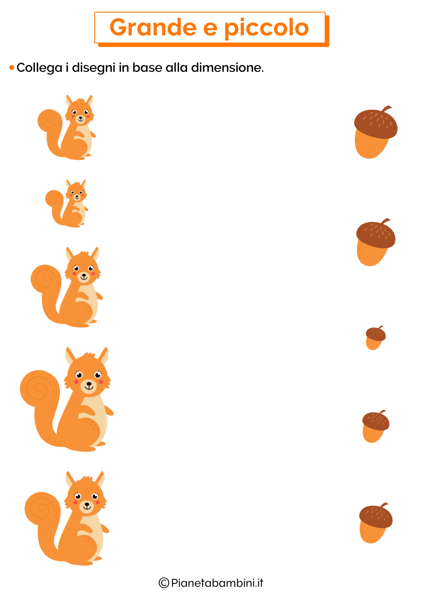 Esercizi per Imparare a Confrontare le Dimensioni per Bambini