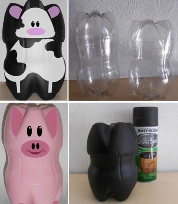 Come creare una mucca ed un maiale con bottiglie di plastica