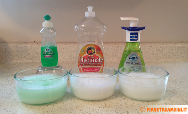 Ingredienti per la bolle di sapone fai da te