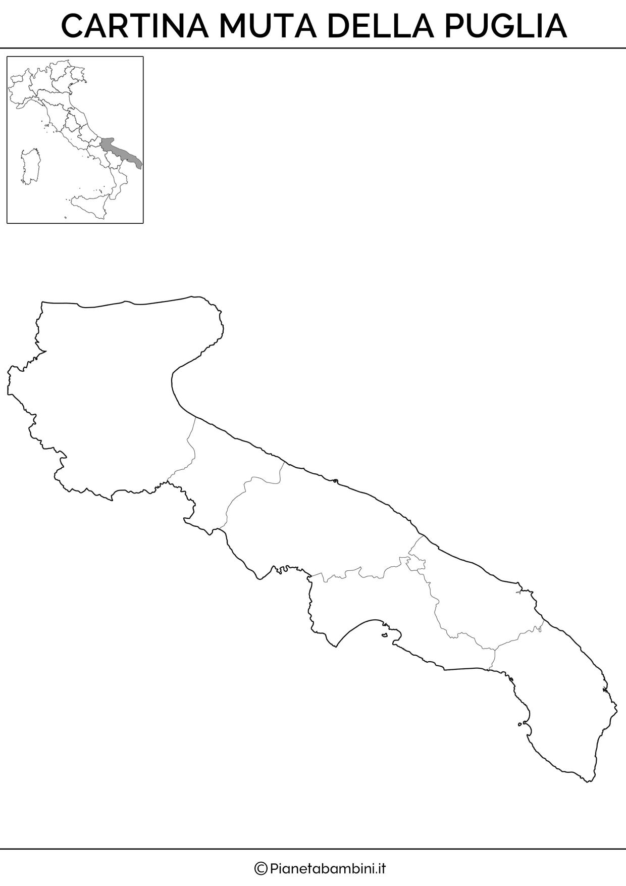 Cartina Muta Fisica E Politica Della Puglia Da Stampare Pianetabambini It