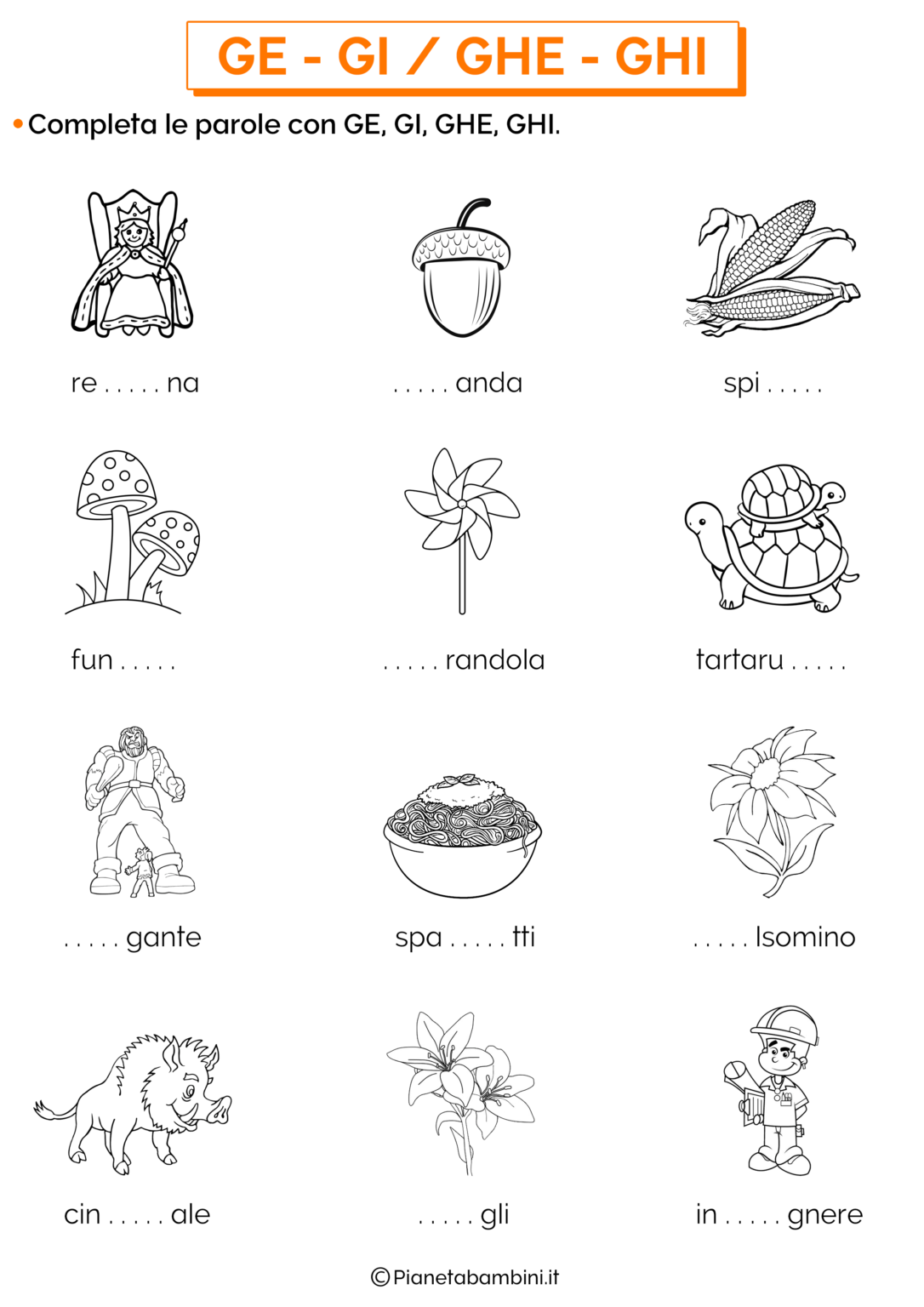 Schede Didattiche su GEGI e GHEGHI da Stampare