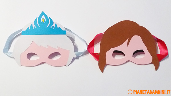 Maschere di Elsa ed Anna di Frozen da creare con sagome da stampare gratis