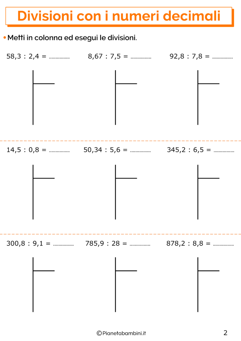 Esercizi sulle Divisioni in Colonna con