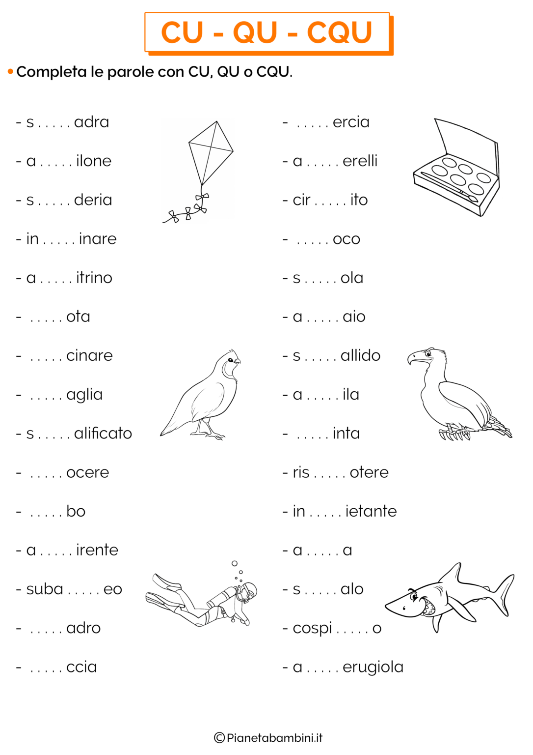 Schede Didattiche Su Cu Qu Cqu Da Stampare Pianetabambini It