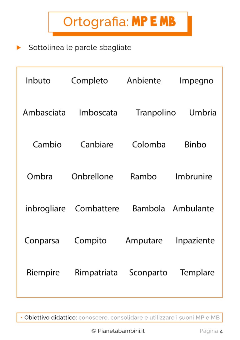 Schede Didattiche Su MP E MB Da Stampare PianetaBambini It